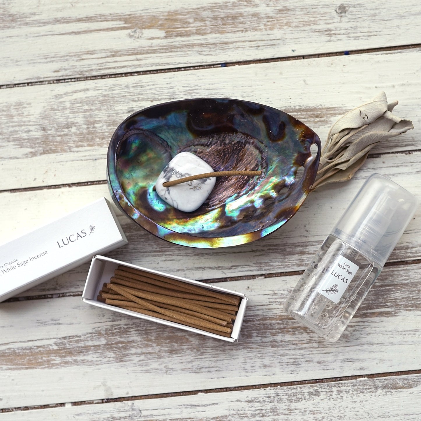 サンダルウッド(白檀)&ホワイトセージ インセンス (ヨガ・瞑想用 浄化香) 【スティックタイプ】