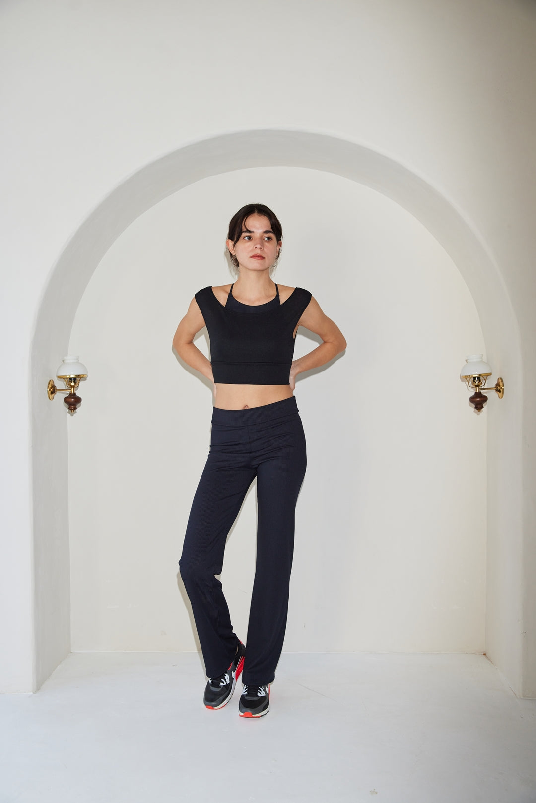 リブストレートパンツ