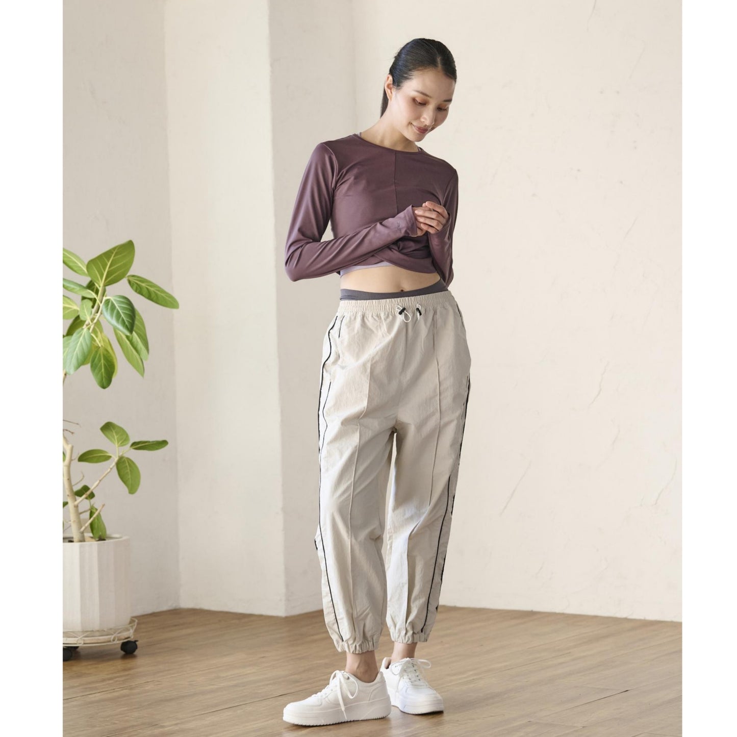 カシュクール長袖Tシャツ|パープル|無地|UVカット|無地|シンプル|ヨガ|ピラティス|長袖トップス|おしゃれ|ALOALO(アロアロ)|LIFE TUNING DAYS(ライフチューニングデイズ)|