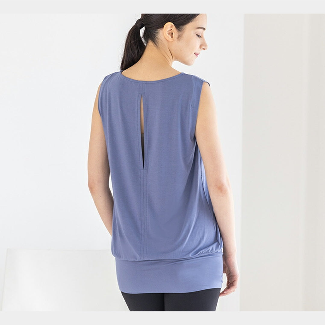 ロング丈トップス|leeche036|くすみブルー|タンクトップ|スポーツウェア|ヨガウェア|ヨガ|ピラティス|Lee.che (リーチェ) |LIFE TUNING DAYS(ライフチューニングデイズ)|