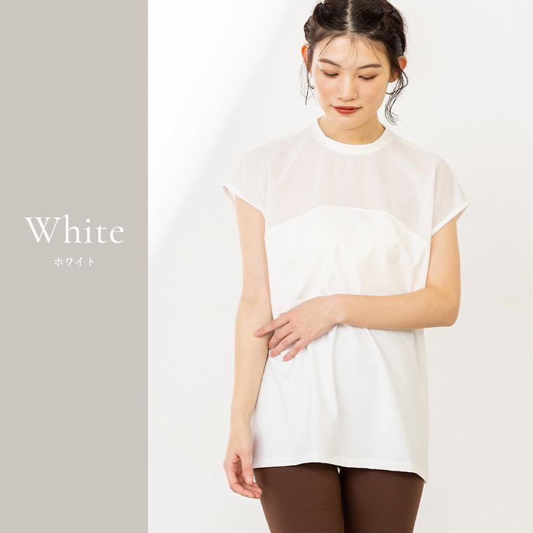 ヨガウェア|トップス|ヨガ|ロング丈|長い| 総レース|シースルー|透け感|シアー|スタイリッシュ|体形カバー|安心感|涼し気|通気性|速乾性