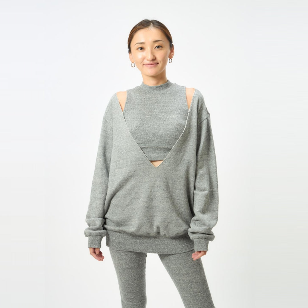 ハイネックリブタンク&裏毛トップスセット