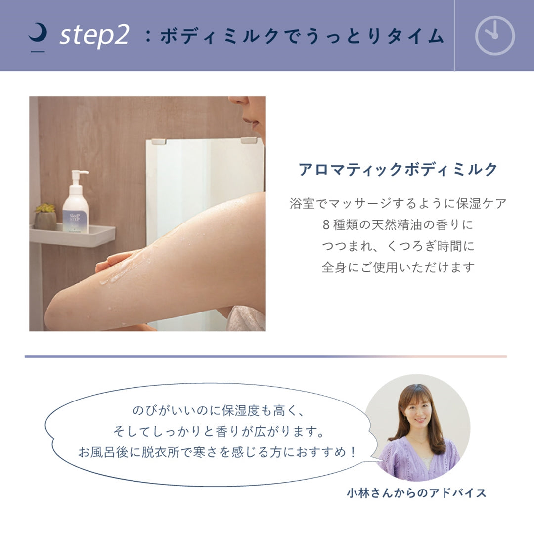 アロマティックボディミルク | スイートドリーム | クリアビューティ| お風呂上り | 保湿 | 無添加 | 濡れたまま | マッサージ | アロマ | リラックス | Sleep STEP|LIFE TUNING DAYS(ライフチューニングデイズ)|