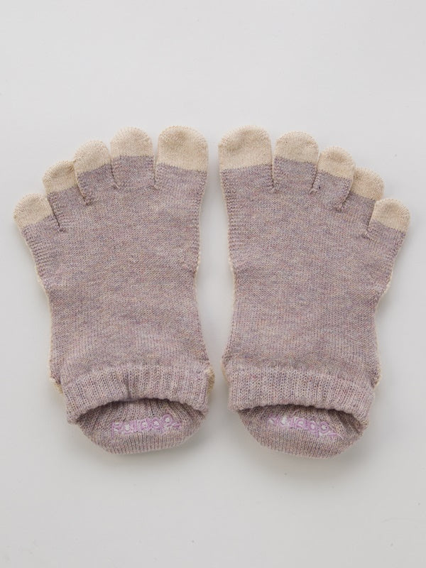 ボタニカルダイ ツートンカラー アンクル 5本指ソックス|ベーシック・エアークッション| 110011 | シンプル| 無地 | レディース| パープル| ヨガ | ピラティス | 靴下 | すべり止め | 5本指 | knitido+(ニッティドプラス)|LIFE TUNING DAYS(ライフチューニングデイズ)|