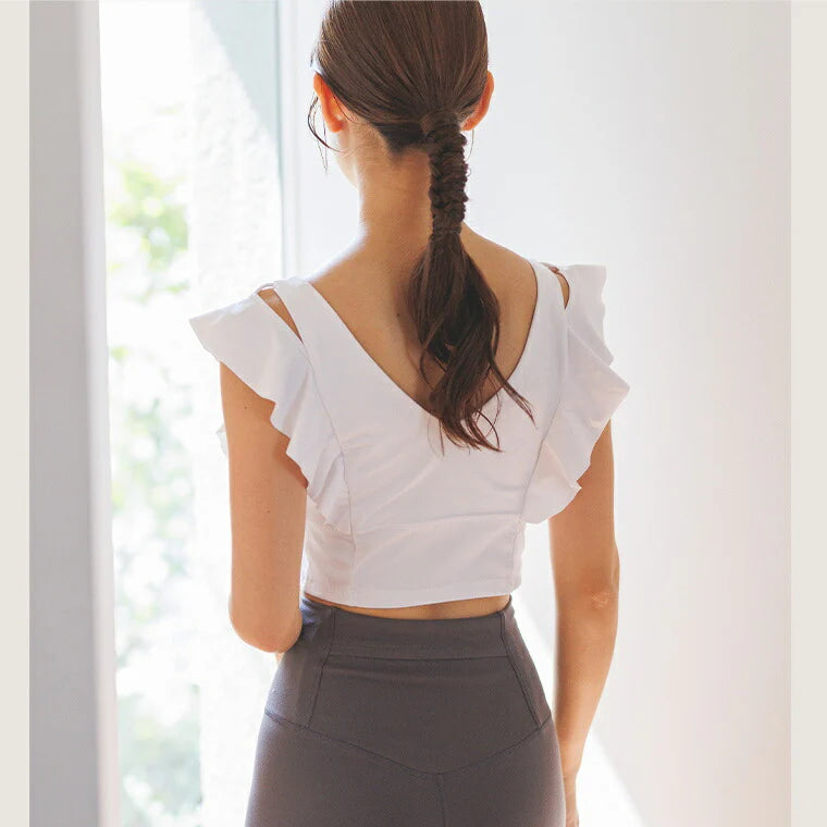 カップ付きトップスleeche032|ホワイト|ブラトップ|トップス|ヨガ|フィットネス|おしゃれ|かわいい|Lee.che (リーチェ) |LIFE TUNING DAYS(ライフチューニングデイズ)|