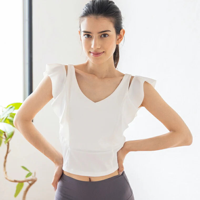 カップ付きトップスleeche032|ホワイト|ブラトップ|トップス|ヨガ|フィットネス|おしゃれ|かわいい|Lee.che (リーチェ) |LIFE TUNING DAYS(ライフチューニングデイズ)|