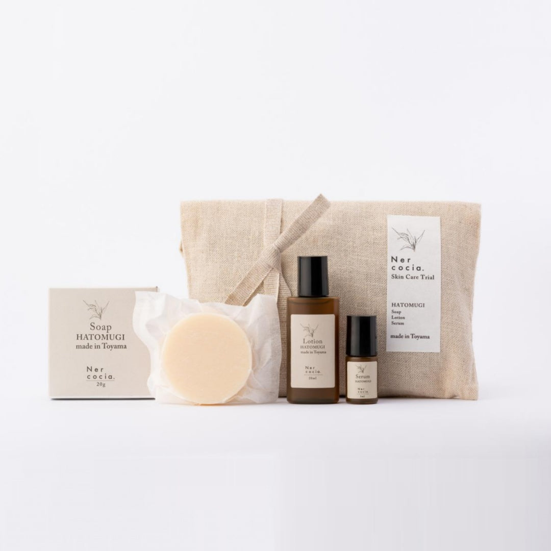 ハトムギスキンケアトライアル|化粧水|美容オイル|石けん|旅行用|自然由来|ブースター|Nercocia. (ネルコッチャ)|LIFE TUNING DAYS(ライフチューニングデイズ)|