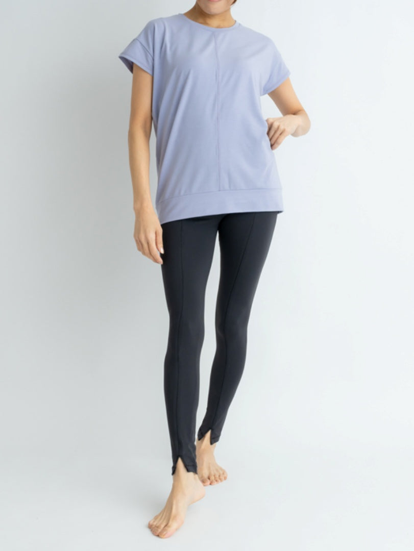 フレンチヨガトップ|トップス|UVカット|ゆったり|ブルー|Tシャツ|二の腕カバー|Thetis Yoga Dress(テティスヨガドレス)|LIFE TUNING DAYS(ライフチューニングデイズ)