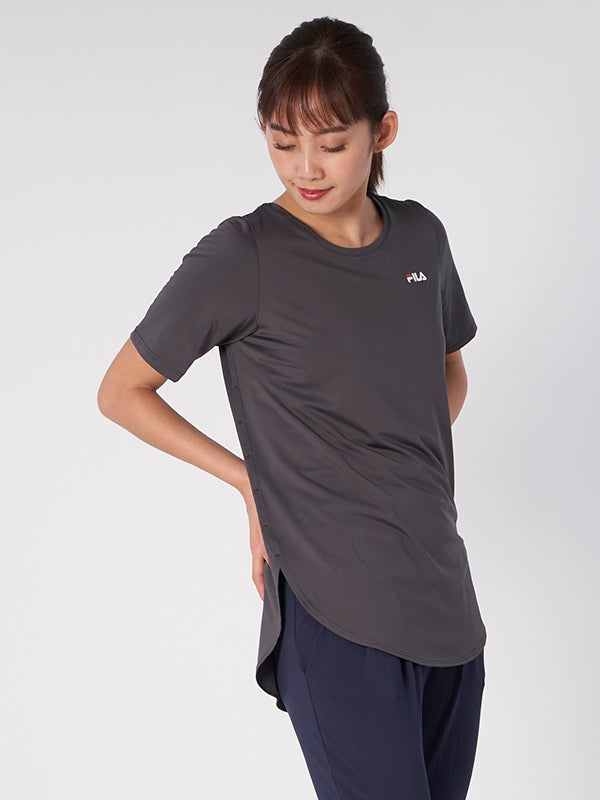 【OUTLET】 FILA YOGA サイドスリット 無地Tシャツ トップス