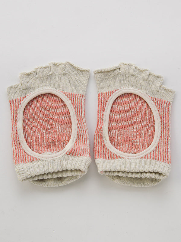 光沢ピンストライプ カバー指無し 5本指ソックス|コアグリップ| 140204 | ストライプ| 柄 | かわいい| おしゃれ| レディース| ピンク| ヨガ | ピラティス  |  靴下 |  すべり止め  |  指なし |5本指 | knitido+(ニッティドプラス)|LIFE TUNING DAYS(ライフチューニングデイズ)|