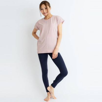 フレンチヨガトップ｜トップス｜UVカット｜シンプル｜オパールピンク｜Tシャツ｜二の腕カバー｜Thetis Yoga Dress（テティスヨガドレス）｜LIFE TUNING DAYS（ライフチューニングデイズ）