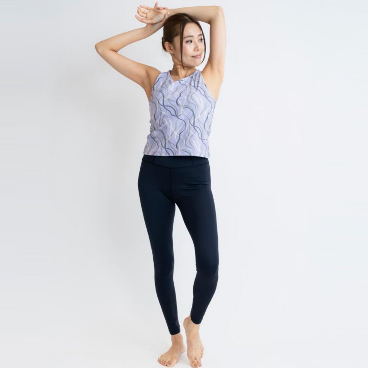 リボンキャミ｜ライラック｜柄｜ヨガ｜ホットヨガ｜カップ付き｜水陸両用｜プリント｜大人｜速乾｜Thetis Yoga Dress（テティスヨガドレス）｜LIFE TUNING DAYS（ライフチューニングデイズ）