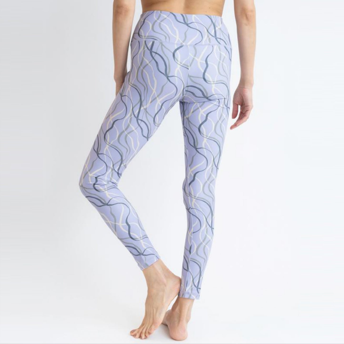 リボンレギンス｜ライラック｜細見え｜ヨガ｜ホットヨガ｜水陸両用｜オリジナルプリント｜大人｜速乾｜Thetis Yoga Dress（テティスヨガドレス）｜LIFE TUNING DAYS（ライフチューニングデイズ）