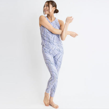 リボンレギンス｜ライラック｜細見え｜ヨガ｜ホットヨガ｜水陸両用｜オリジナルプリント｜大人｜速乾｜Thetis Yoga Dress（テティスヨガドレス）｜LIFE TUNING DAYS（ライフチューニングデイズ）