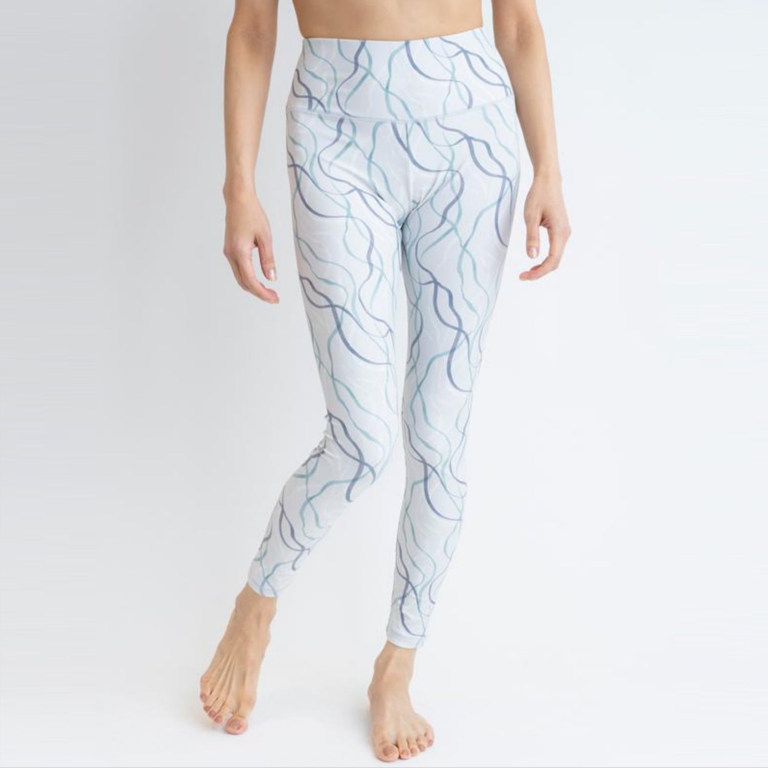 リボンレギンス｜161L04｜プラチナ｜細見え｜ヨガ｜ホットヨガ｜水陸両用｜オリジナルプリント｜大人｜速乾｜Thetis Yoga Dress（テティスヨガドレス）｜LIFE TUNING DAYS（ライフチューニングデイズ）