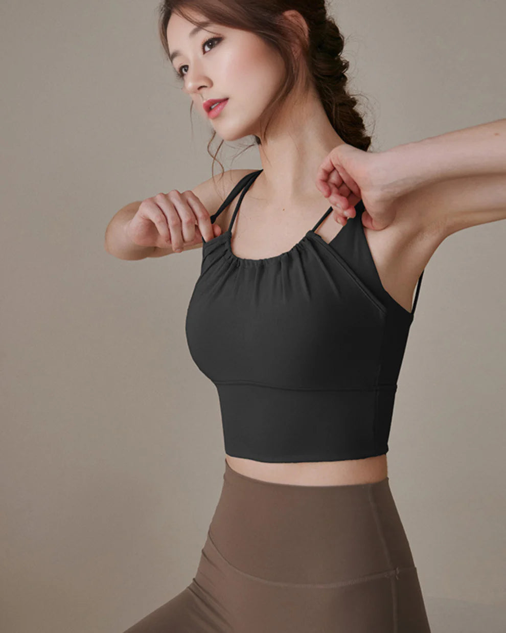 レイヤードテンダートップ  ｜2625｜ブラトップ｜ギャザー｜かわいい｜ライフチューニングデイズ｜undigi（アンデジ）｜LIFE TUNING DAYS（ライフチューニングデイズ）｜ヨガ｜ピラティス｜ウェア