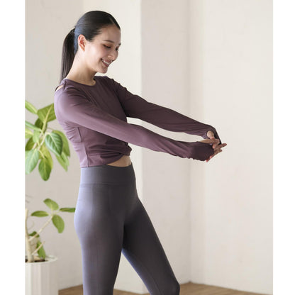 カシュクール長袖Tシャツ｜パープル｜無地｜UVカット｜無地｜シンプル｜ヨガ｜ピラティス｜長袖トップス｜おしゃれ｜ALOALO（アロアロ）｜LIFE TUNING DAYS（ライフチューニングデイズ）｜