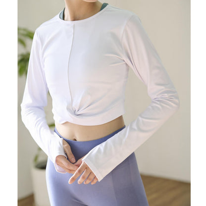 カシュクール長袖Tシャツ｜ホワイト｜無地｜UVカット｜無地｜シンプル｜ヨガ｜ピラティス｜長袖トップス｜おしゃれ｜ALOALO（アロアロ）｜LIFE TUNING DAYS（ライフチューニングデイズ）｜