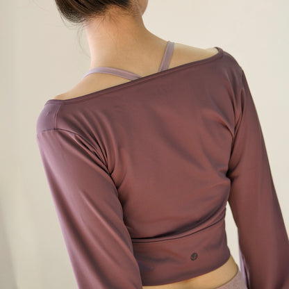フィットクロップドカーデ｜パープル｜無地｜UVカット｜羽織｜シンプル｜ヨガ｜ピラティス｜おしゃれ｜ALOALO（アロアロ）｜LIFE TUNING DAYS（ライフチューニングデイズ）｜