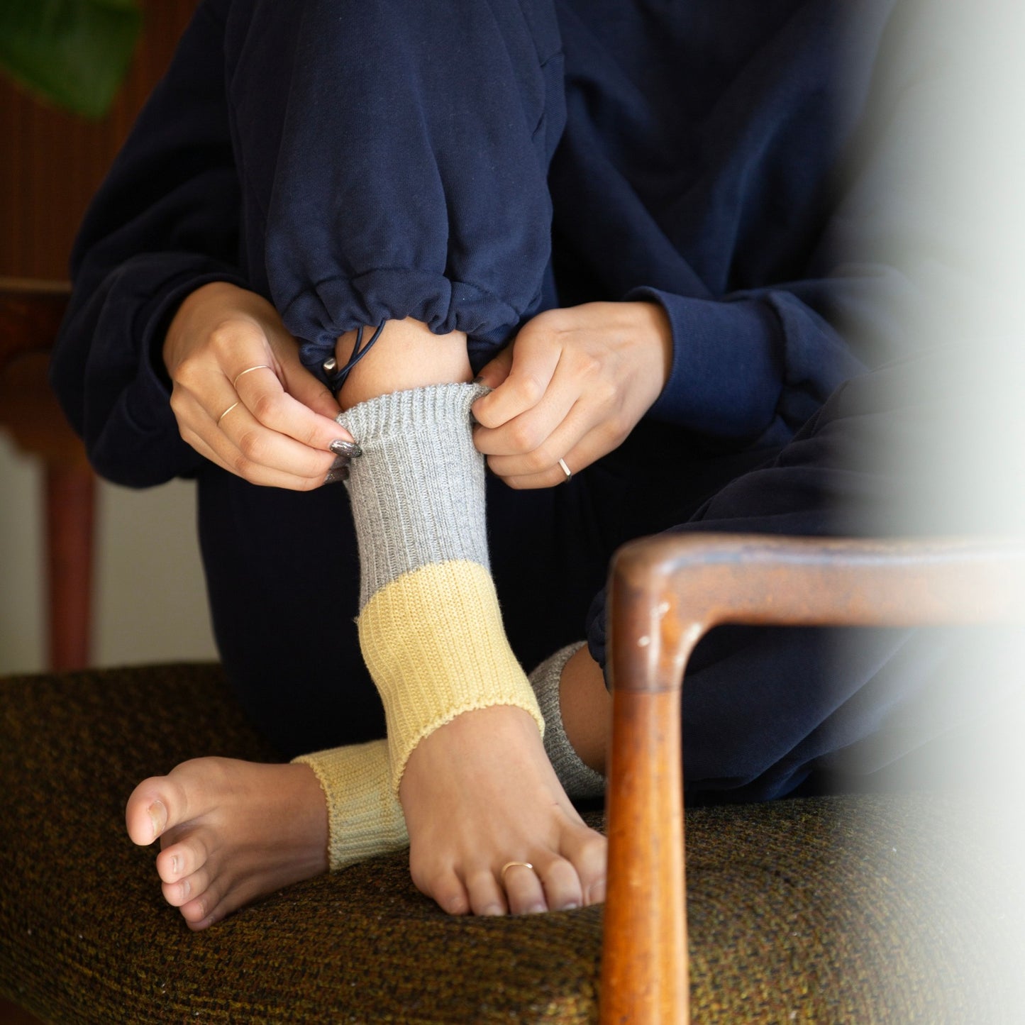 レッグウォーマ―|GA-00001 |短い | シンプル| バイカラー |無地 | レディース| グレー |イエロー | ヨガ | ピラティス  |  |  | Gathering(ギャザリング）｜LIFE TUNING DAYS（ライフチューニングデイズ）