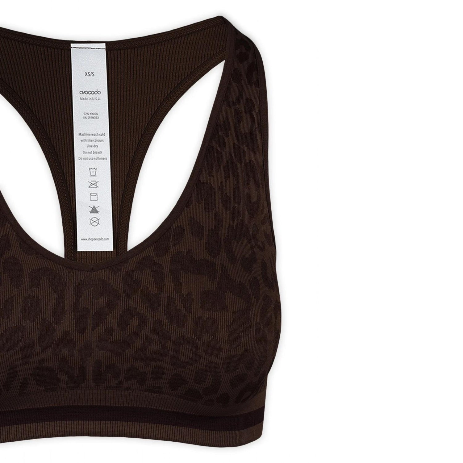 Leo Stripe Deep V Bra｜AVOCADO｜センシルナイロン｜ブラトップ｜アニマル柄｜ブラウン｜ヨガ｜ピラティス｜おしゃれ｜108.tokyo（ワンオーエイト.トウキョウ ）｜LIFE TUNING DAYS（ライフチューニングデイズ）