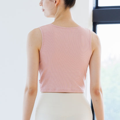 カップ付トップス｜leeche075｜ピンク｜ハーフ丈トップス｜スポーツウェア・ヨガウェア｜ヨガ・ピラティス｜Lee.che (リーチェ) ｜LIFE TUNING DAYS（ライフチューニングデイズ）｜