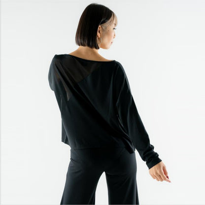 ハーフシアートップ｜ダンスウェア｜ヨガウェア｜ジャズダンス｜切り替え｜長袖Tシャツ｜ブラック｜テアダンスアンドラディアンス｜thea DANCE & RADIANCE｜ライフチューニングデイズ｜LIFE TUNING DAYS