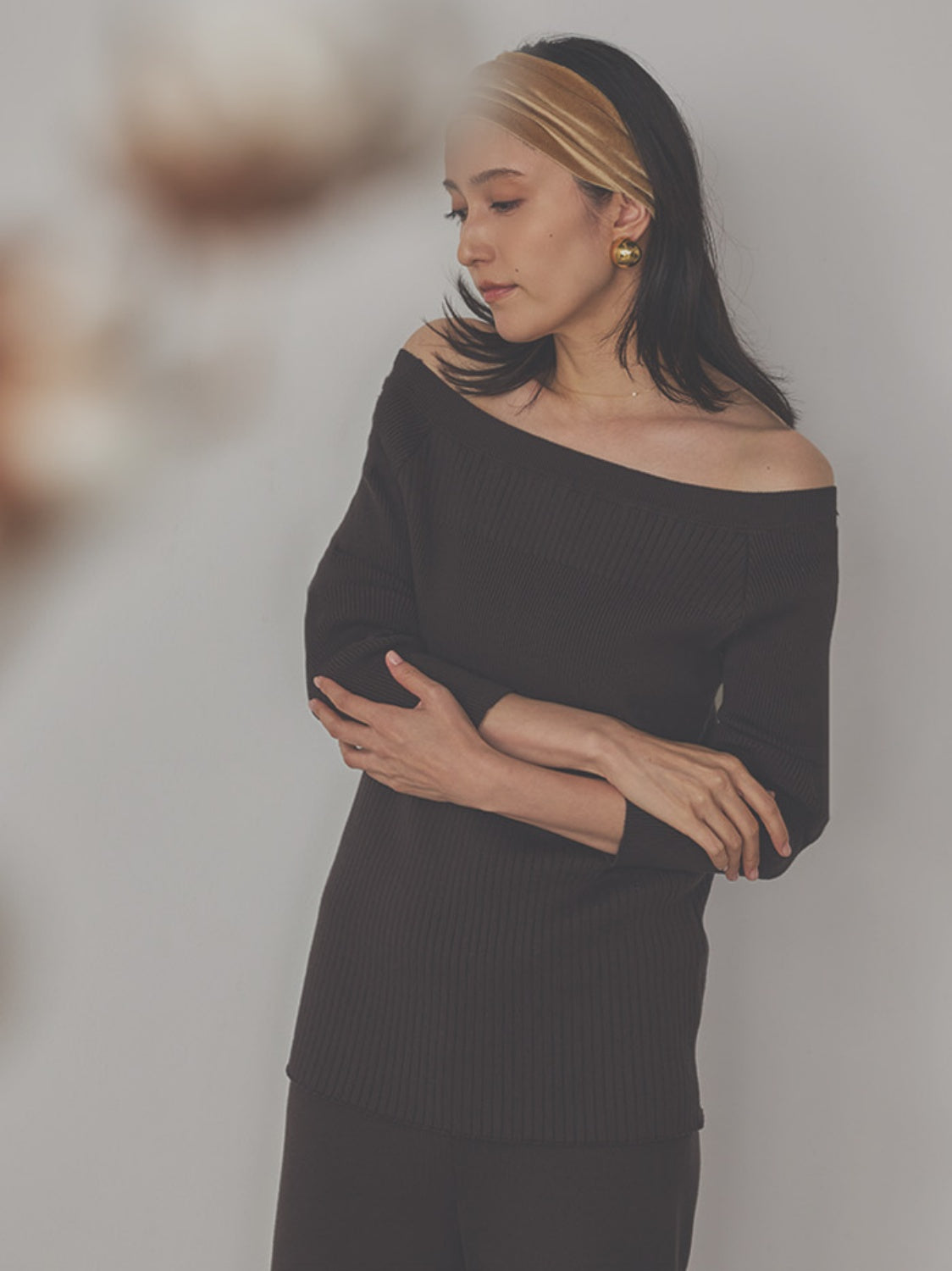 白百合（しらゆり）リブニットトップス