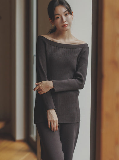 白百合（しらゆり）リブニットトップス