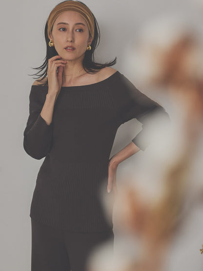 白百合（しらゆり）リブニットトップス