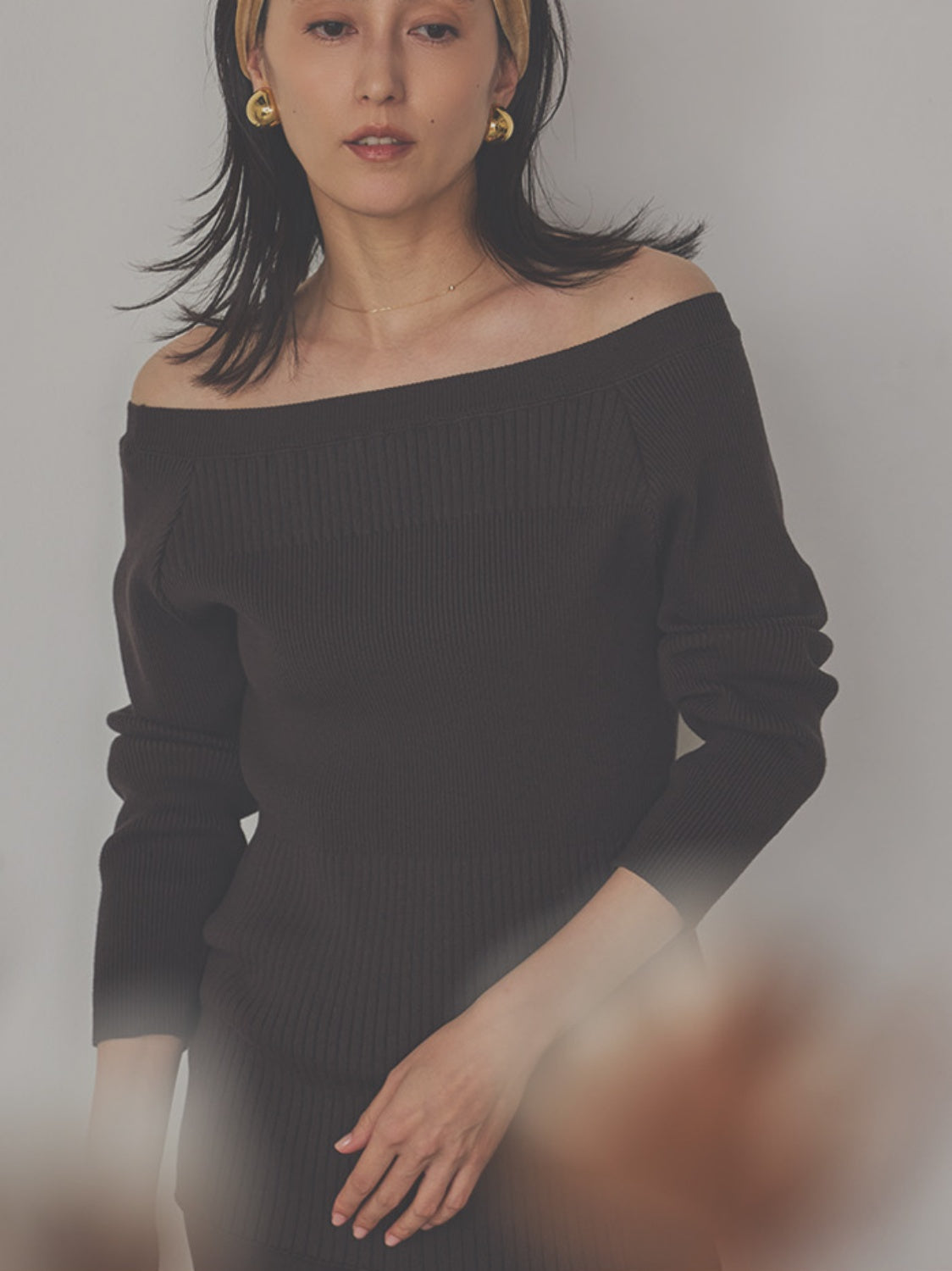 白百合（しらゆり）リブニットトップス