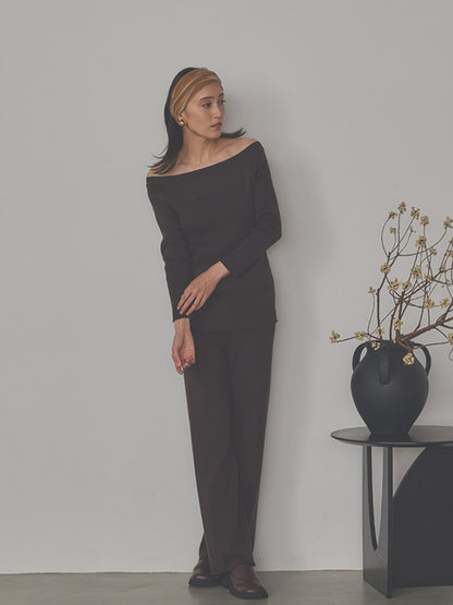 白百合（しらゆり）リブニットトップス