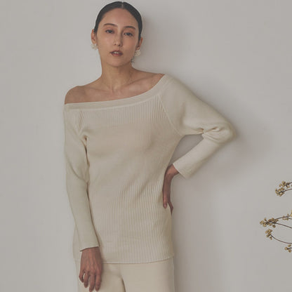 白百合（しらゆり）リブニットトップス