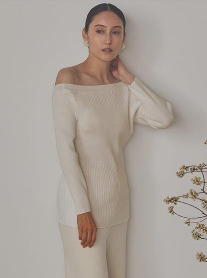 白百合（しらゆり）リブニットトップス