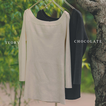 白百合（しらゆり）リブニットトップス