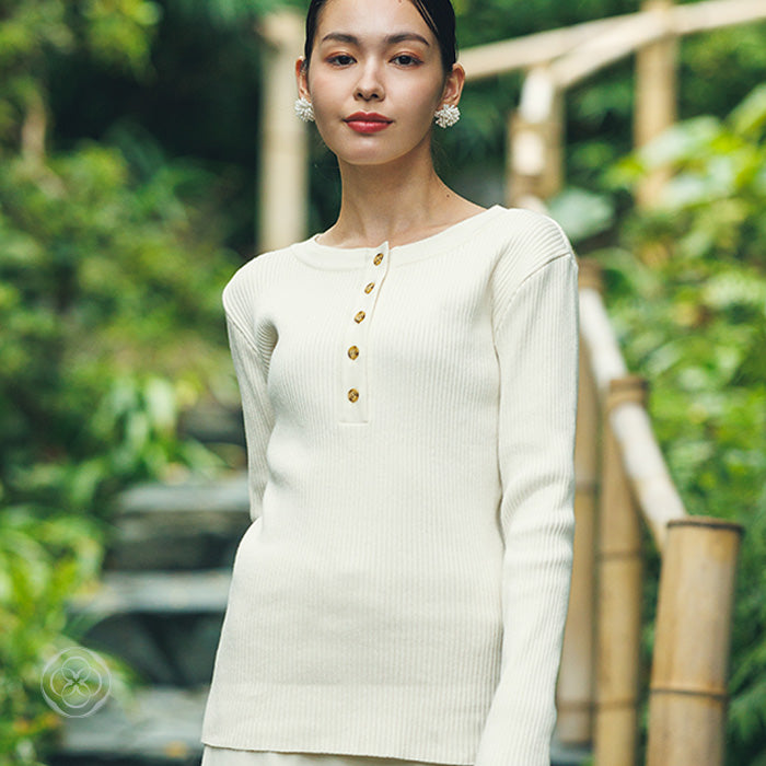 寒椿（かんつばき）オーガニックコットン リブニットプルオーバー