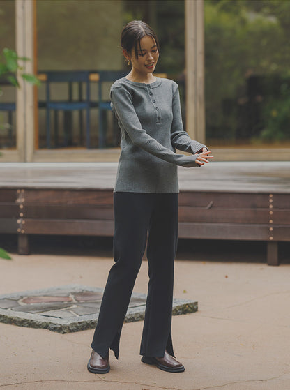 寒椿（かんつばき）オーガニックコットン リブニットプルオーバー