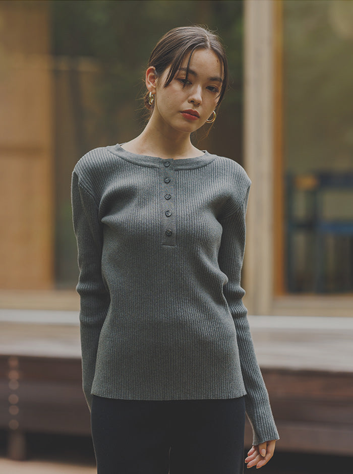 寒椿（かんつばき）オーガニックコットン リブニットプルオーバー