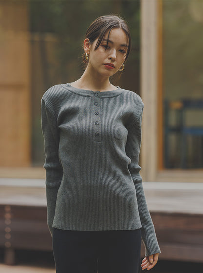 寒椿（かんつばき）オーガニックコットン リブニットプルオーバー