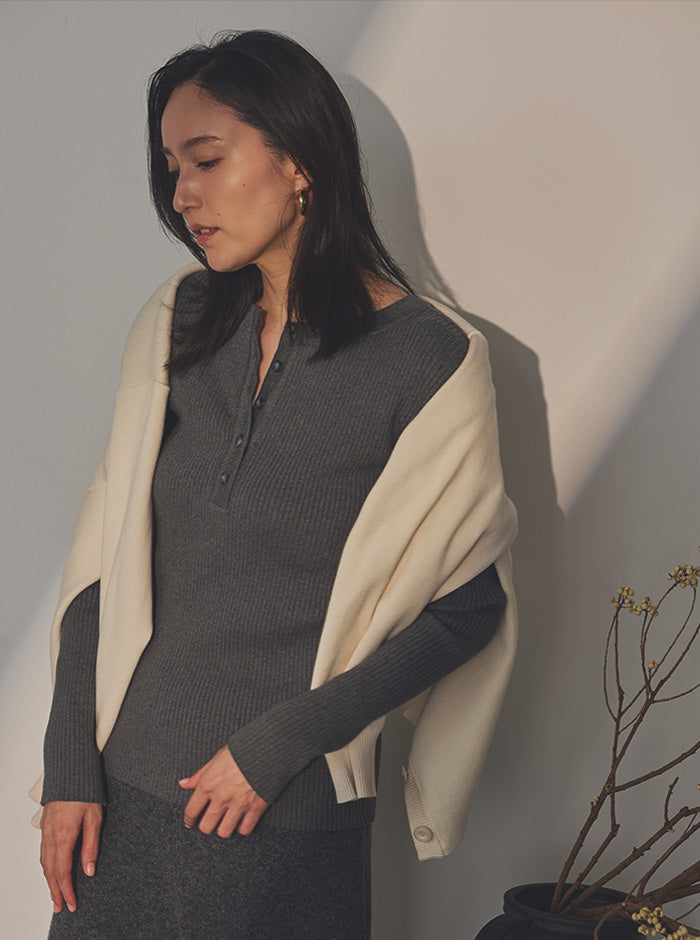 寒椿（かんつばき）オーガニックコットン リブニットプルオーバー