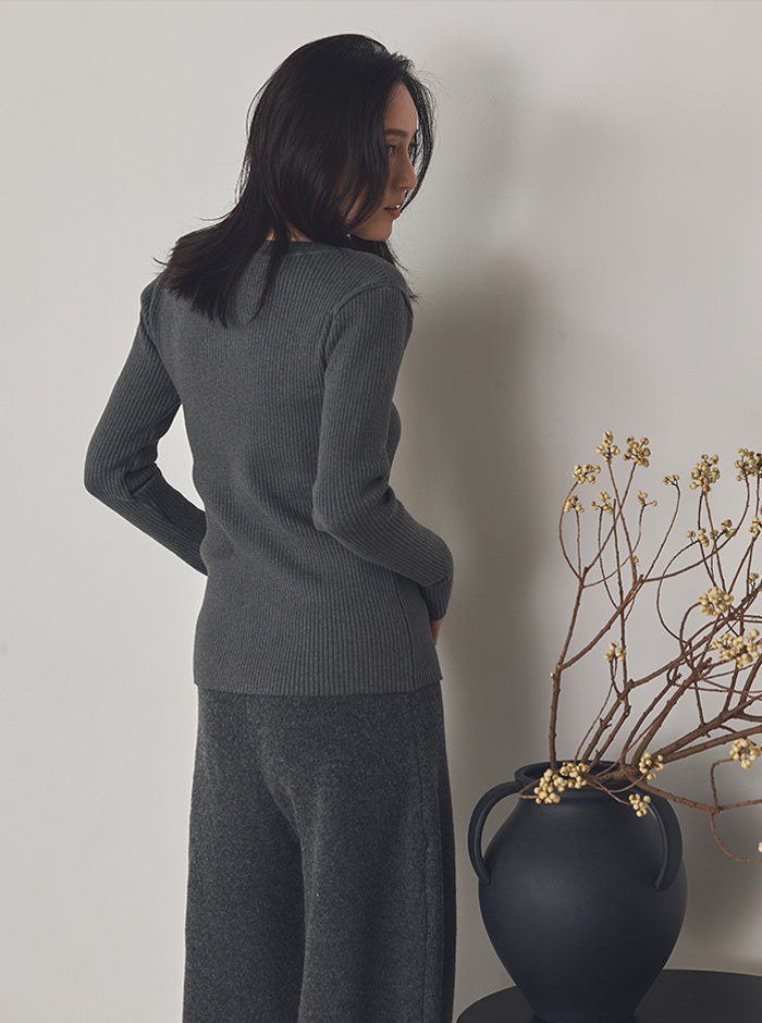 寒椿（かんつばき）オーガニックコットン リブニットプルオーバー