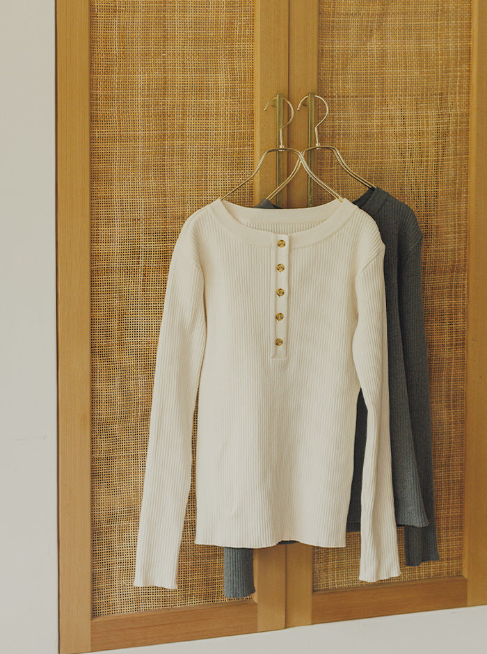 寒椿（かんつばき）オーガニックコットン リブニットプルオーバー