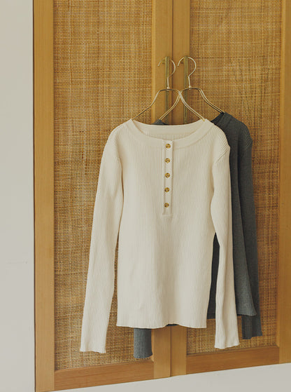 寒椿（かんつばき）オーガニックコットン リブニットプルオーバー