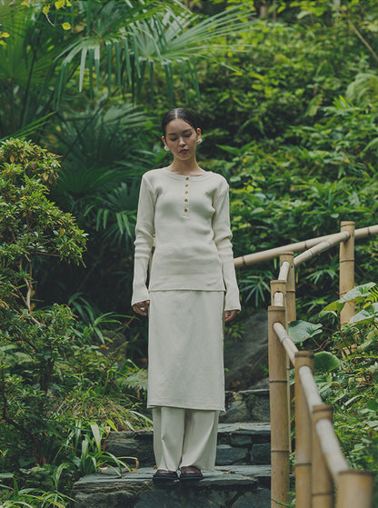 寒椿（かんつばき）オーガニックコットン リブニットプルオーバー