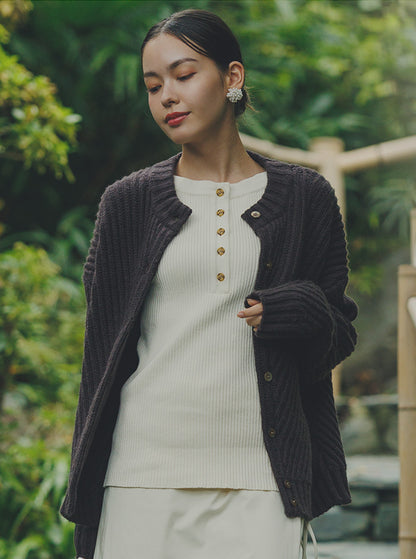 寒椿（かんつばき）オーガニックコットン リブニットプルオーバー