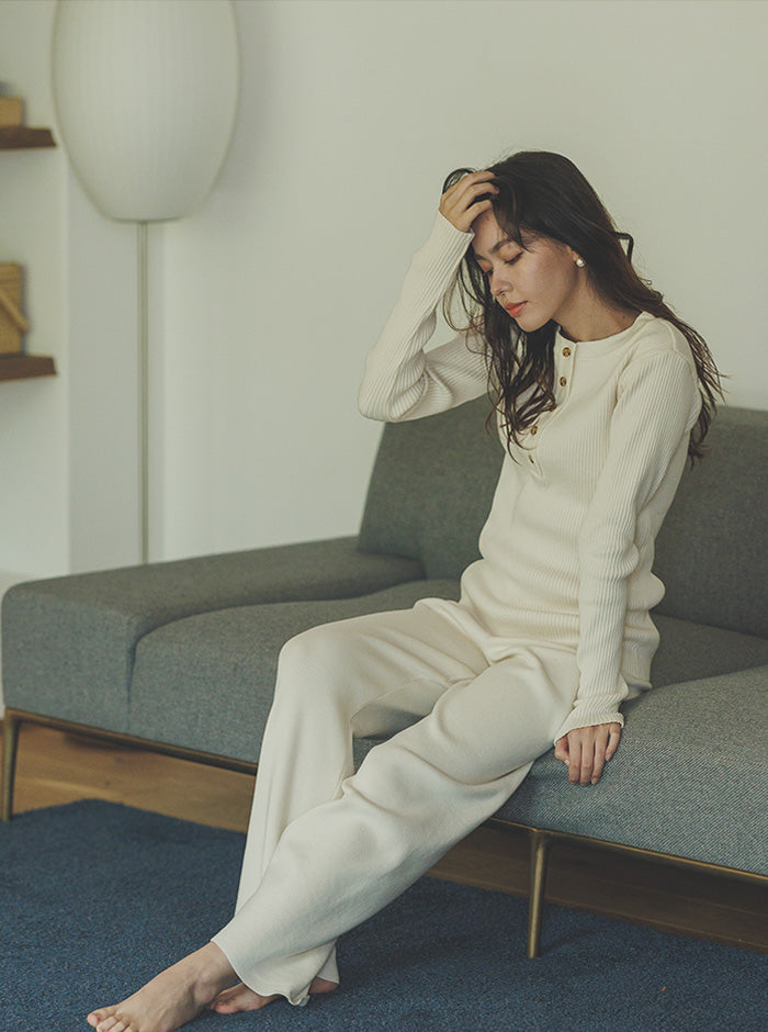 寒椿（かんつばき）オーガニックコットン リブニットプルオーバー