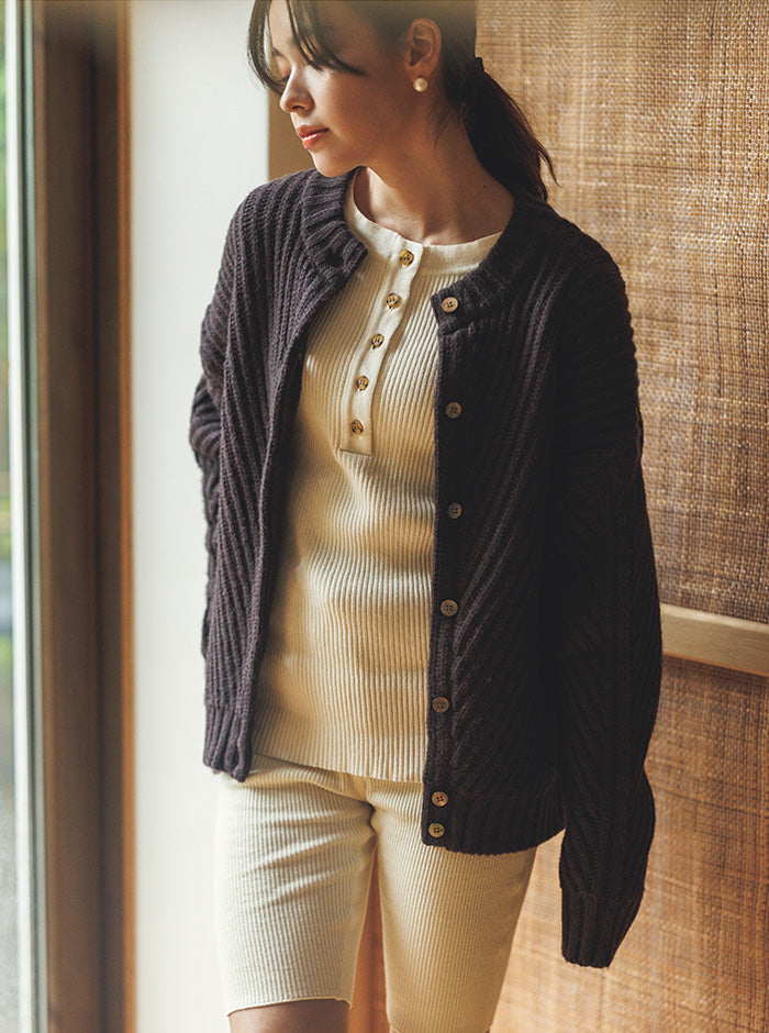 寒椿（かんつばき）オーガニックコットン リブニットプルオーバー