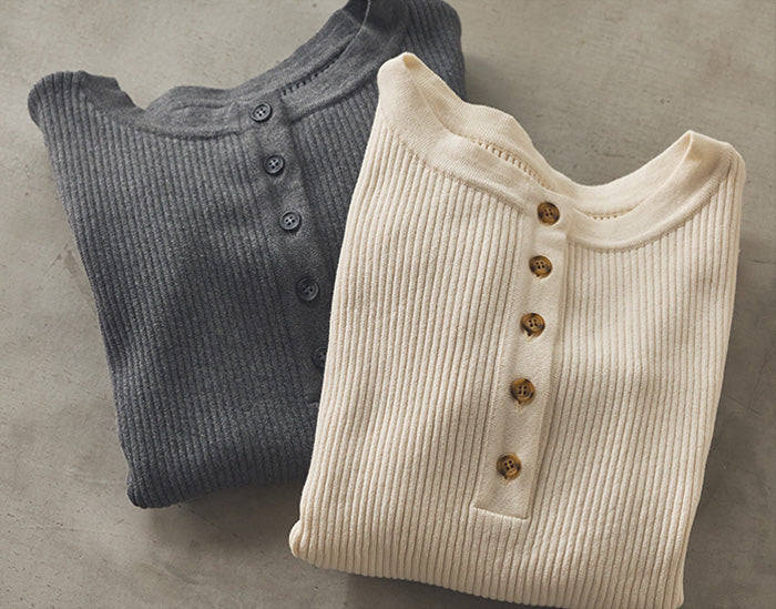 寒椿（かんつばき）オーガニックコットン リブニットプルオーバー