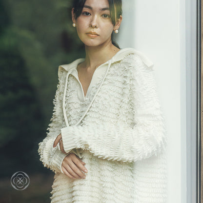 白椿（しらつばき） ジャガード編みニットプルオーバー