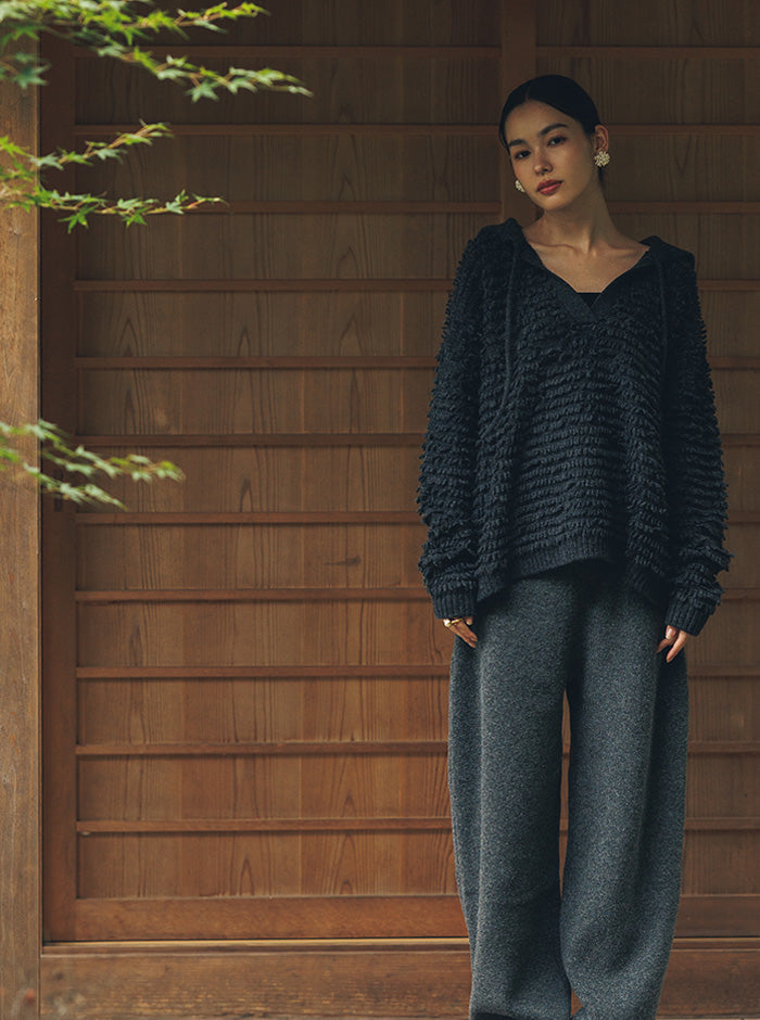 白椿（しらつばき） ジャガード編みニットプルオーバー